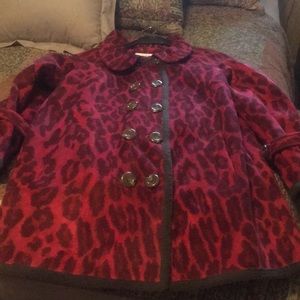 Tasha Polizzi red/brown leopard coat